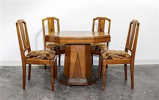 An Austrian Art Deco Table and Chair Set Height of chairs 37 3/4 inches.