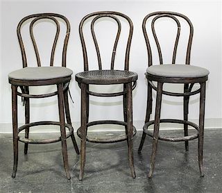 Three Thonet Style Bar Chairs Height overall 42 inches.