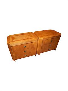 A Pair of Charles Pfister for Baker Nightstands Height 24 1/4 x width 30 x depth 18 inches (each).