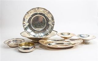 * Seven American Silver Serving Articles, 20TH CENTURY, of various makers, sizes and forms, comprising bowls, dishes and a po