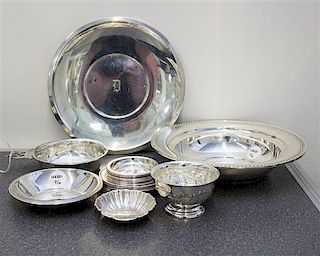* A Collection of American Silver Table Articles, Various Makers, comprising a Reed & Barton cake dish, Alvin Mfg. Co. bowl,