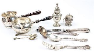 A Collection of Silver Articles, various makers, comprising two brandy warmers by Shreve, San Francisco, CA, , a Kings Patter