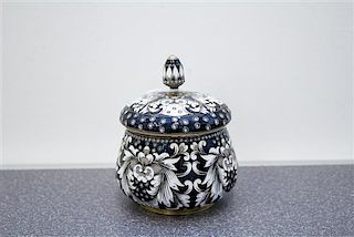 A Russian Enameled Silver Covered Sugar