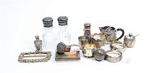A Collection of Silver Table Articles, Various Makers, comprising a set of six butter pads, three salts, three napkin rings,