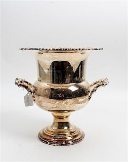 A Silver-Plate Champagne Cooler Height 10 3/4 inches.