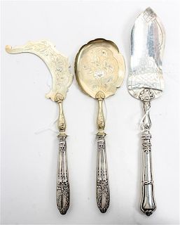 * A Group of Three French Silver Serving Articles, various makers, comprising an aspic server, casserole spoon and a fish ser