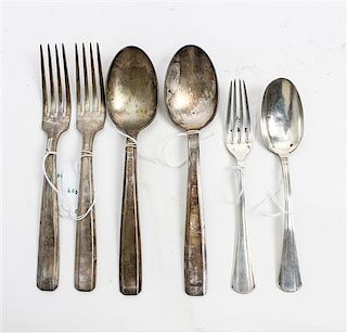 * A Group of French Silver Flatware, Societe Parisienne de Bijouterie, Paris, Early 20th century and others, comprising a pai
