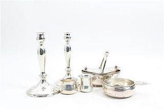 * A Group of Six American Silver Articles, Various Makers, comprising a condiment boat, porringer, two child's cups and a pai