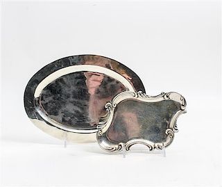 * Two Silver Trays, , comprising a Mexican silver example of oval form, and an American example with C-Scroll volute decorate