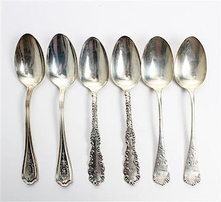 A Collection of American Silver Serving Spoons, Various Makers, comprising a set of six R. Wallace & Son Mfg. Co., Waverly pa