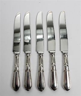 A Set of Twelve American Silver Dinner Knives, Concord Silver Co., Concord, NH, Troubadour pattern.