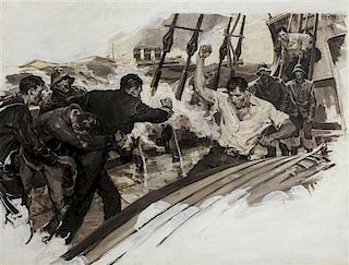 Courtney Allen, (American, 1896-1969), Fight Aboard Ship