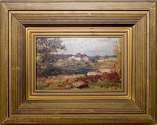 Frederick P. Vinton, (American, 1846-1911), Landscape with Cottage