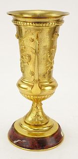 Early 20th French Empire Style Century Gilt Bronze Relief Urn Mounted on Underside.