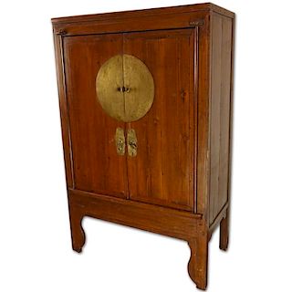 Mid Century Chinese Ming Style 2 Door Wooden Cabinet.