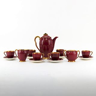 Fifteen (15) Piece Carlton Ware Rouge Royale Porcelain Coffee Set