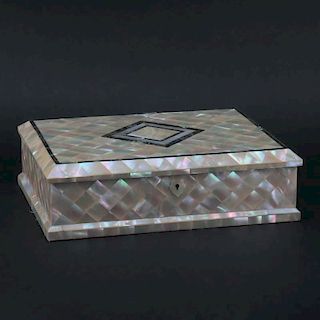 19/20th Century Mother of Pearl and Abalone Jewelry Box.