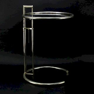 after Eileen Gray, Modern Stainless Steel and Glass Adjustable Side Table,  "Adjustable Table E 1027".