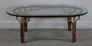 Decorative Gilt Metal Bamboo Form Coffee Table.