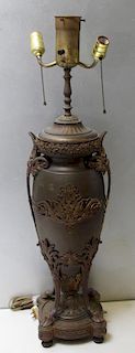 Antique Gilt Metal and Steel urn Form Lamp.
