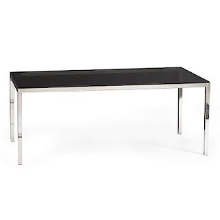Glass-Top Dining Table with Polished Aluminum Legs