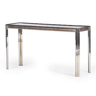 Mid-Century Modern Chrome and Glass Console Table