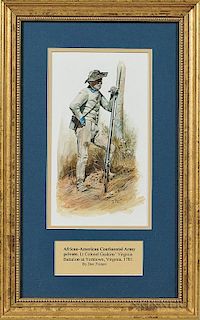 Original Framed Don Troiani Watercolor Figure Study of an African American, Gaskins' Virginia Battalion