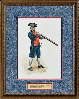 Original Don Troiani Watercolor Figure Study of a Captain in the Continental Navy