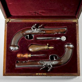 Cased French Flintlock Pistols