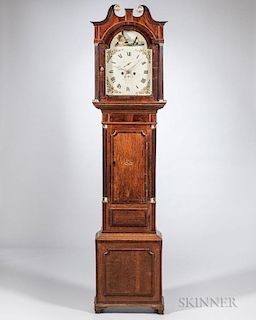W. Crockford Mahogany and Oak Tall Case Clock