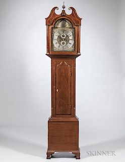 Walnut and Walnut Veneered Inlaid Tall Clock