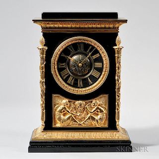 Tiffany Black Slate and Ormolu Mantel Clock