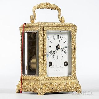 Leon Clement Bourgeois Gilt Carriage Clock