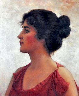 Walter Blackman "Portrait of a Lady in Red" O/C