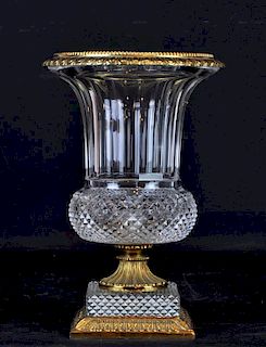French Crystal & Ormolu Bronze Mounted Urn