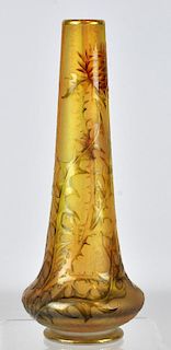 French Daum Enamel & Cameo Glass Thistle Vase