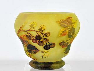French Daum Nancy Yellow Thistle Glass Vase