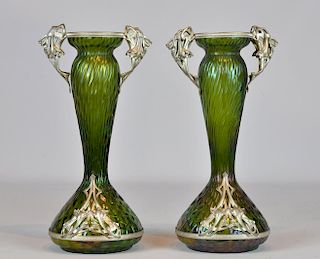 Pr. Loetz Style Bohemian Glass Art Nouveaus Vases