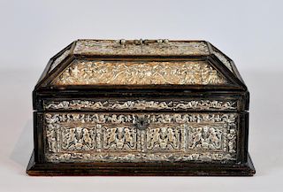 Silver Wood Mounted Repouse Casket