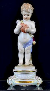 19th C. Meissen Porcelain Cherub "Heart in Hands"