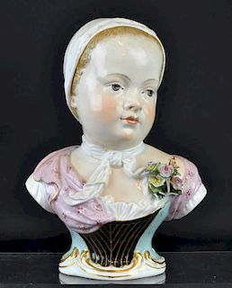 Meissen 19th C. Porcelain Bust of a Bourbon Child