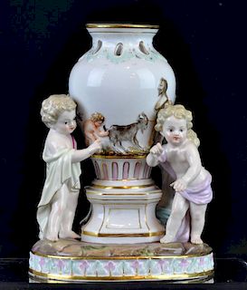 19th C. Meissen Porcelain Cherub Trio Figurine