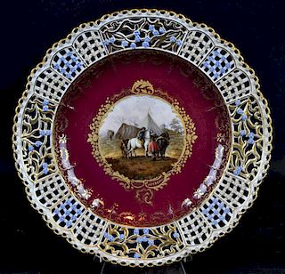 19th C. Meissen Hand Painted Cake Plate