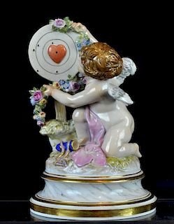 19th C. Meissen Cherub Hand Painted Porcelain Figu