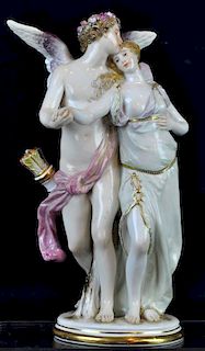 19th C. Meissen Porcelain Couple Embracing