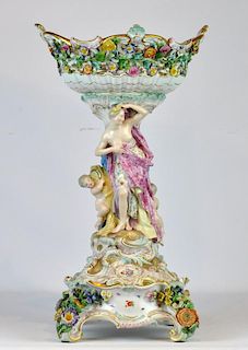 19th C Meissen Large Porcelain Figural Centerpiece