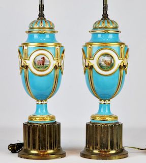 Pr. Porcelain Minton Table Lamps