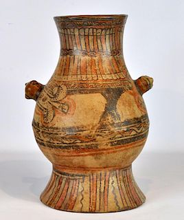 Large Pre-Columbian Hand Painted Water Urn