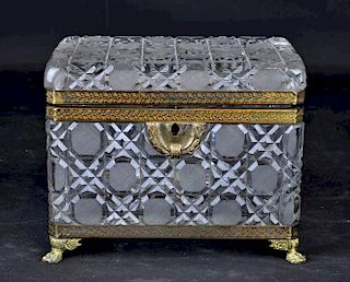 French Crystal Footed Casket with Bronze Mounts