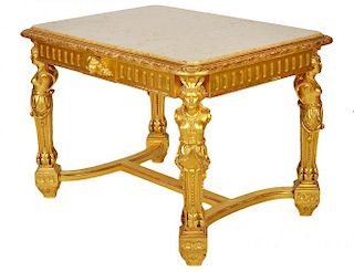 19th C. Carved Gilt Wood Center Table